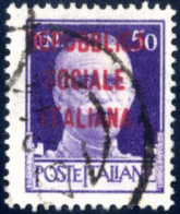 O 1944, 50 C. Violetto, Soprastampa Di Verona In Carminio Lillaceo, Usato, Cert AG (Sass. 493I, € 900) - Altri & Non Classificati