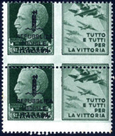 **/pair 1944, Propaganda Di Guerra 25 C. Verde Aviazione, Coppia Verticale Con Dentellatura Orizzontale E Soprastampa Sp - Otros & Sin Clasificación