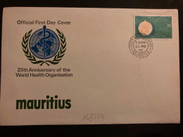 LETTRE TP WORLD HEALTH ORGANISATION R1 OBL.20 NO 73 PORT LOUIS CENTRE - Mauritius (1968-...)