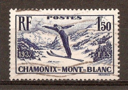 1937 - Championnats Internationaux De Ski, à Chamonix 1f.50 Bleu-violet N°334 - Used Stamps