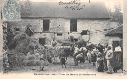 MONTREUIL-aux-LIONS (Aisne) - Cour Du Moulin De Montbertoin - Rentrée Des Foins, Attelage D'Ane - Voyagé 1906 (2 Scans) - Sonstige & Ohne Zuordnung