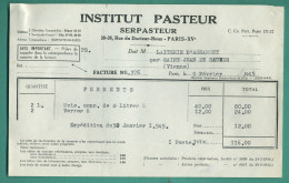 75 Paris Institut Pasteur Serpasteur 9 Février 1945 - Alimentaire