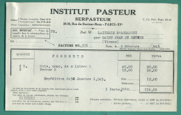 75 Paris Institut Pasteur Serpasteur 9 Février 1945 - Alimentos