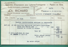 79 Sauzé Vaussais Richard Papiers Sulfurisés Et Paraffinés Pour Laiteries Et Fromageries 22 10 1945 - Food