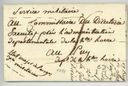 62 RIOM + Service Militaire Et Contreseing Etat-major De La 19e Division Militaire 1797 LSC - Armeestempel (vor 1900)