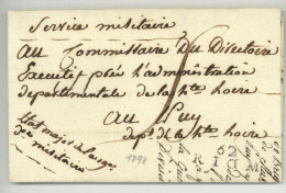 62 RIOM + Service Militaire Et Contreseing Etat-major De La 19e Division Militaire 1797 LSC - Army Postmarks (before 1900)