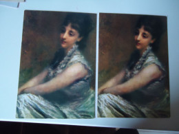 RONZONI 2 POSTCARDS PAINTINGS WOMENS    MORE  PURHASES 10% DISCOUNT - Peintures & Tableaux