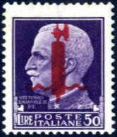 * 1944. 50 L. Violetto Con Soprastampa "fascio" Carminio Lillaceo, Emissione Di Firenze, Nuovo Con Gomma Originale E Tra - Other & Unclassified