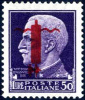 * 1944. 50 L. Violetto Con Soprastampa "fascio" Rossa, Emissione Di Verona, Soprastampa Capovolta, Nuovo Con Gomma Origi - Altri & Non Classificati