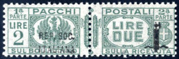 ** 1944, Pacchi Postali 2 L. Verde Con Soprastampa "RSI" Corta Con Virgola Dopo "REP", Nuovo Con Gomma Originale Integra - Other & Unclassified
