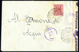 Cover 1944, Lettera Da Castell'Alfero Il 14.8 Per Acqui Afrrancata Con 60 C. Imposta Sull'entrata, Tassata E Censurata,  - Other & Unclassified