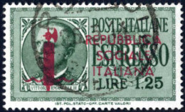 O 1944, Espresso L. 1,25 Verde Con Soprastampa Di Verona Nel Colore Carminio Lillaceo, Usato, Firma Raybaudi (Sass. Ex.  - Other & Unclassified