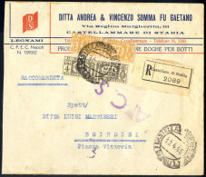 Cover 1945, Raccomandata Del 10.4.1945 Da Castellamare Di Stabia (Napoli) A Brindisi, Con Affrancatura Di Emergenza Pacc - Altri & Non Classificati