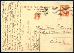 Cover 1944, Cartolina Postale Di Posta Area 60 C. Arancio (tariffa Ridotta Per L'interno) Spedita Il 18.12.1944 Da Catan - Sonstige & Ohne Zuordnung