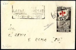 Cover 1951, Bustina Per Città Del 6.6.1951 Affrancata Perf La Tariffa Di Stampati Con Ginnici Di Firenze 5 L. Bruno E Ro - Other & Unclassified