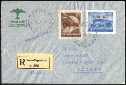 Cover 1949, Aerogramma Raccomandato Del 22.11.1949 Da Koper-Capodistria A Milano, Affrancato Con La Serie 75. Anniversar - Altri & Non Classificati