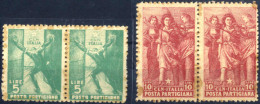 **/pair 1945, Posta Partigiana, 5 E 10 L. In Coppie Nuove Con Gomma Originale Integra, Sass. 1,2 - Comitato Di Liberazione Nazionale (CLN)