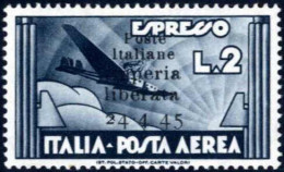 ** 1945, Imperia, 2 L. Ardesia Espresso Aereo Soprastampato "Poste Italiane Imperia Liberata 24-4-45", Senza Trattino Ne - Comitato Di Liberazione Nazionale (CLN)