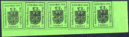 (*) 1918, 2 H. Verde Del II Tipo Striscia Orizzontale Di Cinque, Male Allineati, Angolo Di Foglio, Con Un Forte Ed Un Le - Merano