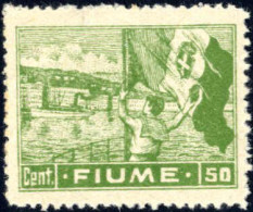 ** 1919, 50 C. Verde Giallo "Allegoria" Su Carta "C" Di Buona Qualità, Liscia E Di Colore Giallastro Con Dent. 13x12½, N - Fiume