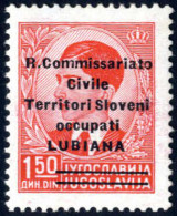 ** 1941, 1,50 D. Rosso Con Soprastampa "R.Commissariato Civile Territori Sloveni Occupati LUBIANA" Modificata, Nuovo Con - Lubiana