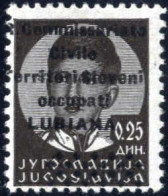 ** 1941, 25 P. Nero Con Soprastampa "R.Commissariato Civile Territori Sloveni Occupati LUBIANA" Del Tipo B, Nuovo Con Go - Lubiana