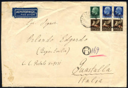 Cover 1942, Lettera Aerea Raccomandata Da Zante Il 16.4 Per Guastalla, Affrancata Con 25 C, Due 1,25 L, E Striscia Di Tr - Islas Jónicas