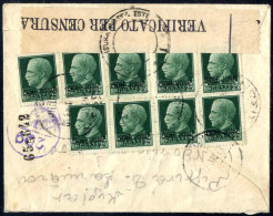 Cover 1943, Lettera Da Inosis Il 24.1 Per Atene, Affrancata Sul Verso Con Nove 25 C., Censurata, Sass. 4 - Îles Ioniennes