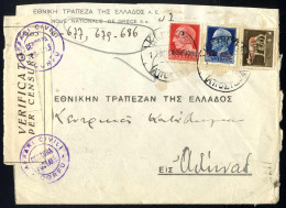 Cover 1943, Lettera Da Corfù Il 17.4 Per Atene, Affrancata Con 20 C, 1,25 L, E Aerea Da 50 C., Censurata, Sass. 3,8, A1 - Islas Jónicas