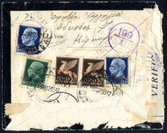 Cover 1942, Lettera Raccomandata Aerea Da Corfù Il 18.3 Per Pireo, Affrancata Sul Verso Con 25 C, Due 1,25 L, E Coppia A - Isole Ionie