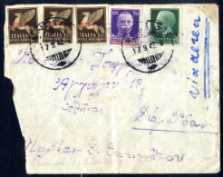 Cover 1942, Lettera Aerea Del 17.9 Per Atene, Affrancata Con 25 C, 50 C, E Tre Esemplari Dell'aerea Da 50 C., Censurata, - Ionian Islands