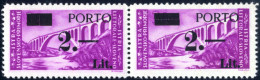 * 1946, Segnatasse "PORTO" 2 L. Su 30 L. Lilla, Soprastampa In Caratteri Diversi, Coppia Orizontale Con Tassello I E III - Occup. Iugoslava: Istria