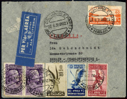 Cover 1939, Aerogramma Del 22.6.1939 Via Ala Littoria Da Harar A Berlin-Charlottenburg, Affrancato Con 30 C. + 35 C. + 2 - Italian Eastern Africa