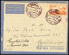 Cover 1940, Lettera Aerea Del 1.12.40 Per Catania Affrancata Con Singolo 1,75 L. "Soggetti Vari", Con Timbro Viola Di Po - Africa Oriental Italiana