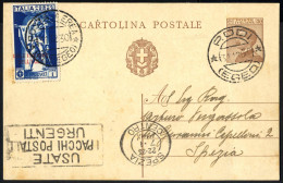 Cover 1930, Cartolina Postale Italiana Di 30 C. Con Affrancatura Supplementare Posta Aerea Ferrucci 1 L. Azzurro Con Sop - Aegean