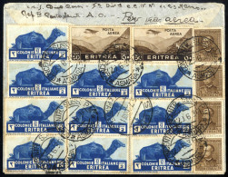 Cover 1930, Lettera Di Posta Aerea Del 29.6.1930 Da Asmara A Siena, Affrancata Al Verso Con 10x2 C. + 4x7½ C. + Posta Ae - Erythrée