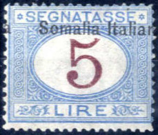 ** 1906, Segnatasse 5 L. Soprastampa Spostata A Destra, Sass 10b / 6750.- - Somalie