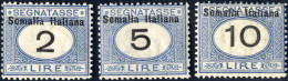 * 1926, Segnatasse D'Italia Con Soprastampa "Somalia Italiana" In Alto E Moneta Italiana, Arancio E Nero E Azzurro E Ner - Somalië