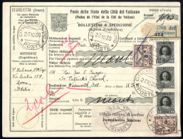 Cover 1930, Bollettino Di Spedizione Per Un Pacco Di 4500 G Del 23.10.1930 Da Città Del Vaticano A Wahsworth (Ill., USA) - Autres & Non Classés