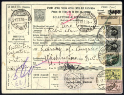 Cover 1931, Bollettino Pacchi Postali Per Un Pacco Di 3000 Gr. Del 13.2.1931 Da Città Del Vaticano A Washington Affranca - Otros & Sin Clasificación