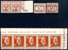 ** Somalia 1906/28, Cinque Lotti Di Aste Precedenti Con Valori Con Dentellatura E Soprastampa In Variante, Tutti Con Gom - Somalie