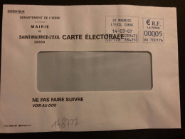 LETTRE CARTE ELECTORALE EMA VA 700176 à 000,05 Du 14 03 07 ST MAURICE L'EXIL ISERE - Tarifs Postaux