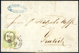 Cover "Kosteletz A. ADL", RS-f Müller 12 Punkte, Brief Vom 26.8.1856 Nach Grulich Frankiert Mit Stempelmarke 3 Kr. Grün/ - Sonstige & Ohne Zuordnung
