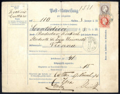 Cover "CATTARO" 1874, Doppelkreisstpl. Auf Mit 5+25 Kr. Frank. Post-Anweisung, Mit Bar Bezahlten 15 Kr. Express-Bestellg - Autres & Non Classés