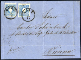 Cover Görz, Vier Briefe, Einer Mit 5 Kr. Rot Type II Am 25.10.1860 Nach Triest, Einer Mit Zwei 15 Kr. Blau Type II Am 3. - Sonstige & Ohne Zuordnung