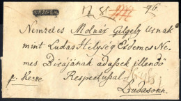 Cover LESNEK; Schwarzer Negativstempel "LESNEK" Auf Reko-Briefhülle Vom 8.5.1835 Nach Buda, Rotes Francokreuz, Nota Bene - Otros & Sin Clasificación