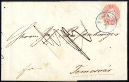 Cover RESCHITZA, Brief Vom 5.7.1866 Nach Temesvar, Frankiert Mit Wappen 5 Kr. Rosa, Gez. 9½, übergehend Mit Einem Zentri - Autres & Non Classés