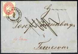 Cover SZT. GYÖRGY AM BEGA CANAL: Brief Vom 3.6.1865 Nach Temesvar, Frankiert Mit Wappen 5 Kr. Rosa Gez. 9½ (ANK. 32), üb - Sonstige & Ohne Zuordnung