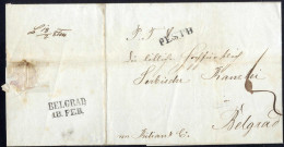 Cover "Pesth" 1844, Brief Von 1844 Von Pesth Nach Belgrad, Abgangsstempel "PESTH", Handschriftliche Taxe, Rückseitig Der - Autres & Non Classés