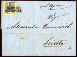 Cover Sebenico / Col Vapore, RL Müller 72 Punkte, Brief Vom 7.3.1857 Nach Triest Frankiert Mit 9 Kr. Blau MP, ANK 5 MP - Otros & Sin Clasificación